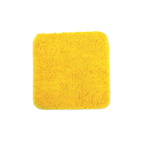 WohnDirect Badematte 45x45 cm ohne Ausschnitt Gelb – Kleiner Badteppich Quadratisch & rutschfest, Flauschiger Badvorleger, Waschbar, für Gäste-WC & Fußbodenheizung
