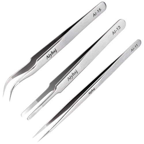 3PCS Precision Tweezers Set, Upgraded High-end Stainless Steel of Tweezer for Craft, Electronics, Soldering, Model, Laboratory Work, Jewelry-Making