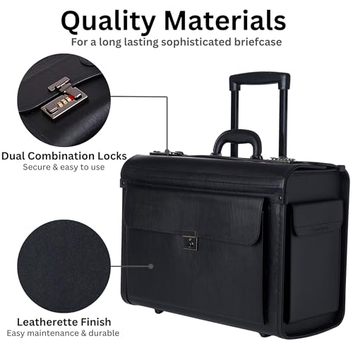 Alpine Swiss Rolling 17" Laptop Briefcase on Wheels Attache Lawyers Case Legal Size - Thumbnail 7