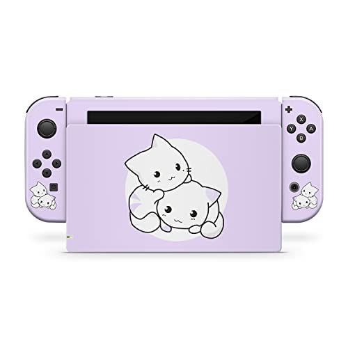 Autocollant Switch chat rose pastel vinyle 3M pour session cosy