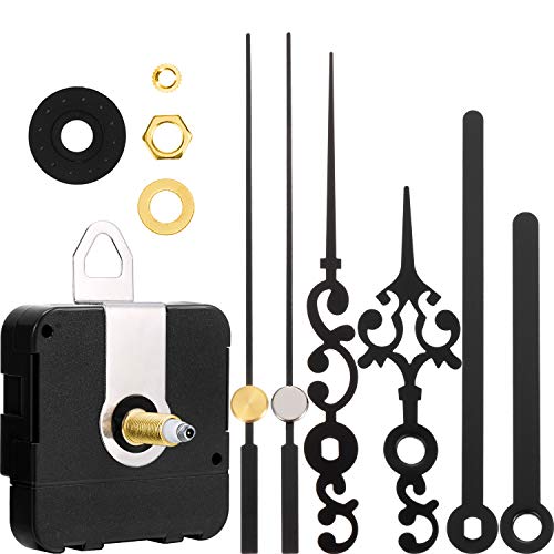 Long Shaft Clock Movement Mechanism, 23 mm/ 0.91 Inch Shaft Length 14.6 mm/ 0.57 Inch Thread Length, Battery Operated DIY Clock Repair Parts Replacement with 2 Pairs of Hands