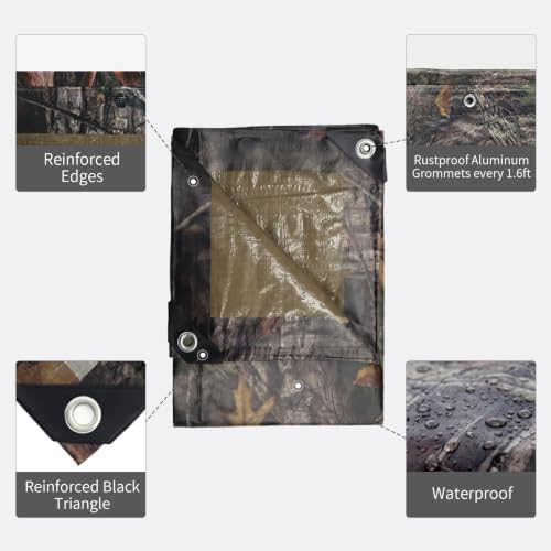 Heavy Duty 9 Mil Tarp Cover Waterproof UV Resistant Tarpaulin Used for Outdoor, Hunting, Camping, Backpacking, Canopy Tent, Ground Tarp, Cover Boat, Motorcycles, Roofs, Wood - Image 3