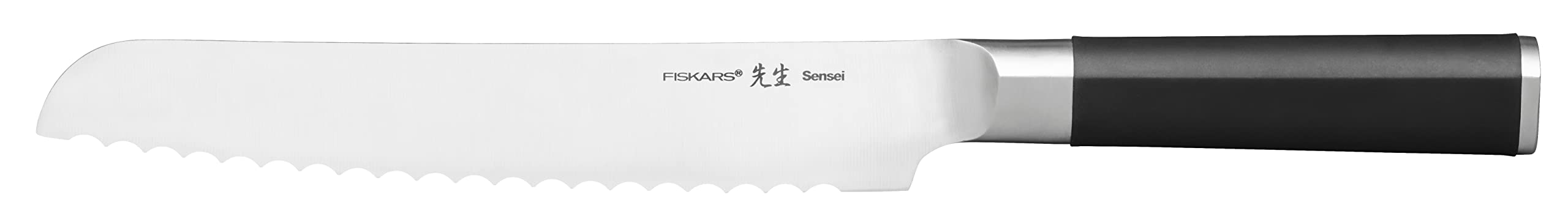 Fiskars Brotmesser mit Wellenschliff, Sensei, Gesamtlänge: 33 cm | Rostfreier Stahl mit hohem Kohlenstoffgehalt/Kunststoff, 1024270