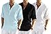 HEMRIN Combo of 3 Men's Cotton Blend Full Sleeve Short Kurta Shirt with Mandarin Collar