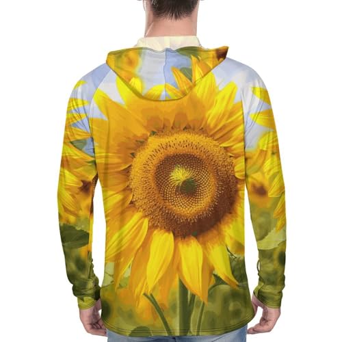 Men's Sun Shirts UPF 50+ Rash Guard Long Sleeve Sun Protection Hoodie Sunflower Lightweight Shirt 3XL3