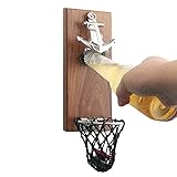 Bottle Opener Magnetic Wooden Mounted on Refrigerator, Vintage Boat Anchor Shape Opener with Net...