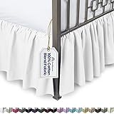 Ruffled Bed Skirt with Split Corners - Queen, White, 14 Inch Drop Cotton Blend Bedskirt (Available...