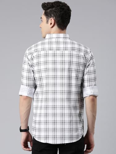 Image of Majestic Man Men's Comfort Slim Fit Pure Cotton Opaque Checked Casual Shirt
