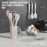 AOTHOD Silicone Cooking Utensils Set - 446°F Heat Resistant Kitchen Utensils,Turner Tongs,Spatula,Spoon,Brush,Whisk,Kitchen Utensil Gadgets Tools Set for Nonstick Cookware,Dishwasher Safe (BPA Free) - Image 2