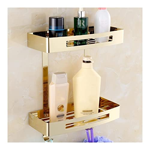 Estantes flotantes de baño, organizador cuadrado de ducha, soporte de jabón esquinero, champú de 2 niveles, estante de drenaje montado en la pared, estante de especias de cocina, solución de