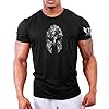 GYMTIER Spartan Helmet Hex Camo Gym T-Shirt - Spartan Gym T-Shirt for Men Bodybuilding Weighlifting Strongman Training Top Active Wear Spartan Forged, Black, Large #1