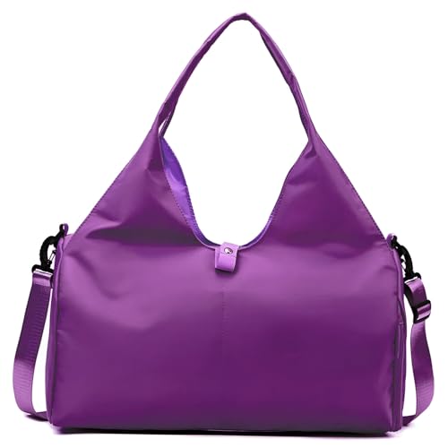 Image of BANQLYN Women Nylon Dry Wet Depart Sport Bag Multifunction Fitness Training Yoga Duffle Bag with Shoe compartmentFitness Bag Yoga Mat Bag (Purple)
