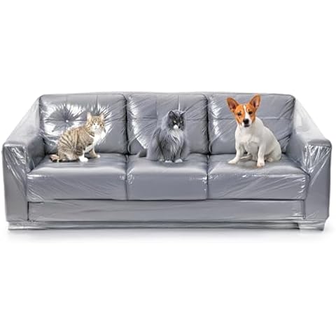 Besti Plastic Couch Cover for Pets - Clear Slipcovers for Big Sofas - Dust, Water, Dirt Furniture, Upholstery Protectors for Home, Living Room - Dog and Cat Scratch, 96x42x40 Cover