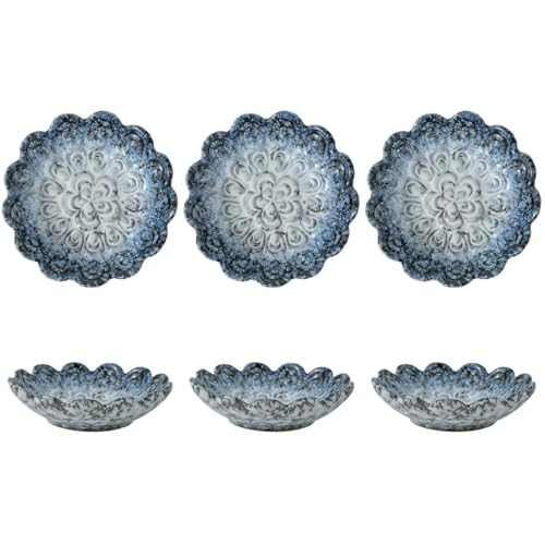 6 Stück Dipschalen Set,Keramik Kleine Schüsseln,Keramik Dip Schälchen Sind Langlebig,Dip Schalen Set Für Snackschalen,Snack Schalen,Sojasauce,Sushi,Antipasti,Schlüssel,Schmuck,Deko Schale(Weiß Blau)