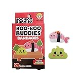 Boo Boo Buddies Kids Adhesive Bandages, Kids Self-Adhesive Sterile Bandages Pack for Toddler Girls & Boys, Adults First Aid, Protect Scrapes and Cuts | 24 Pcs (Sushi + Wasabi)