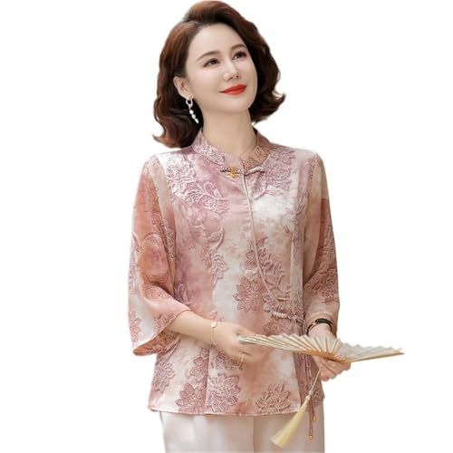 Conjunto de verano mujer rosa 5XL con cintura elástica cómoda y pantalón holgado