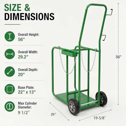 Carretilla para cilindros soldadura 440 lbs con ruedas neumáticas 10 pulg miniatura 2