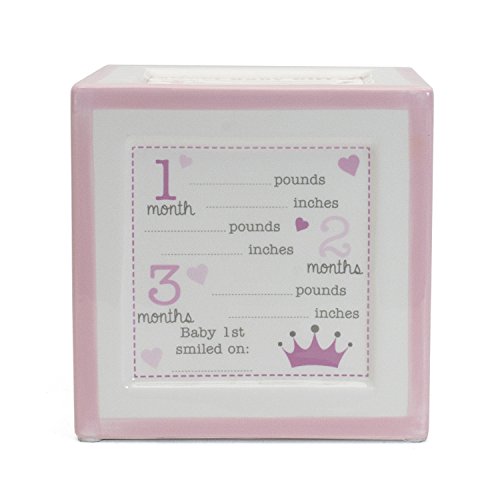 Image of Child to Cherish New Baby Keepsake Piggy Bank, A Block to Grow On, Pink