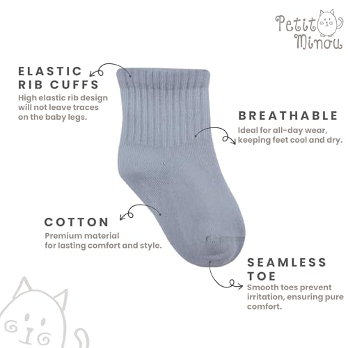 Bella Seamless-Toe Turkish Cotton Ribbed Crew Socks - Stylish and Cozy 6-Pack Baby & Toddler Socks4