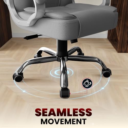 Image of beAAtho Vintage Executive High Back Ergonomic Fabric Office Chair with 3 Years Warranty | Revolving Director & Boss Seating | Orthopedic Design | Fabric Grey