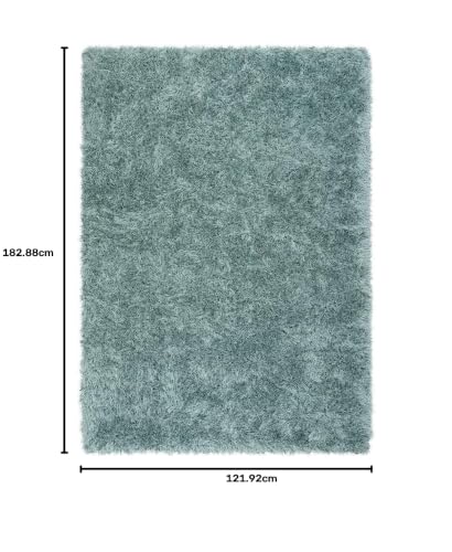 Image of F & B RUGS ; SUPERIOR QUALITY PRODUCTS Firoz and Brothers Handwoven Super Soft Indoor Modern shag Microfibre Silky Fluffy Smooth 4x6 feet Seafoam