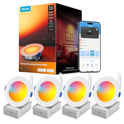 Govee Smart LED Recessed Spotlight 11 W RGBWW Recessed Lights 120 mm Dimmable Ultra-Flat Ceiling Spotlights Compatible with Wifi and Alexa 850 LM Recessed Spotlights for Bathroom Kitchen