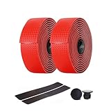 YINKE ハンドル バーテープ 自転車 ハンドル 滑り止め EVA製 バーテープ ロード ドロップハンドル ロードバイク エンドプラグ付き 左右セット (赤)
