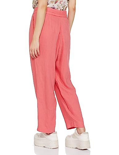 Image of Marks & Spencer Linen Mix Plain Comfort Fit Trousers