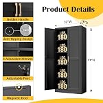 SteeLoong Kitchen Pantry Cabinet,71”Black Metal Pantry Storage Cabinet with Doors and 4 Adjustable Shelves,Kitchen Cabinet with 2 Gold Handles,Tall Cabinet for Livingroom,Pantry, Bathroom - Image 3