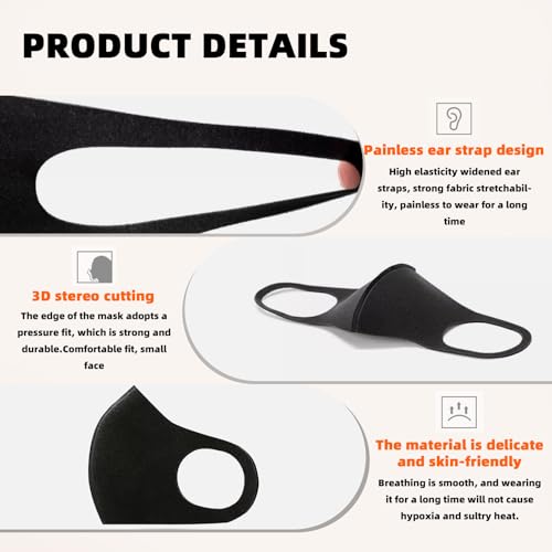15-piece black face mask set - reusable & washable face masks for adults - comfortable & breathable stylish black masks - Image 4