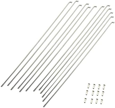 Pro Bamboo Kitchen Steel Spoke 12PCS 290mm/11.4inch 14G J Bend Bicycle 304 Stainless Steel Spokes with 12mm Nipples Cycle Spokes