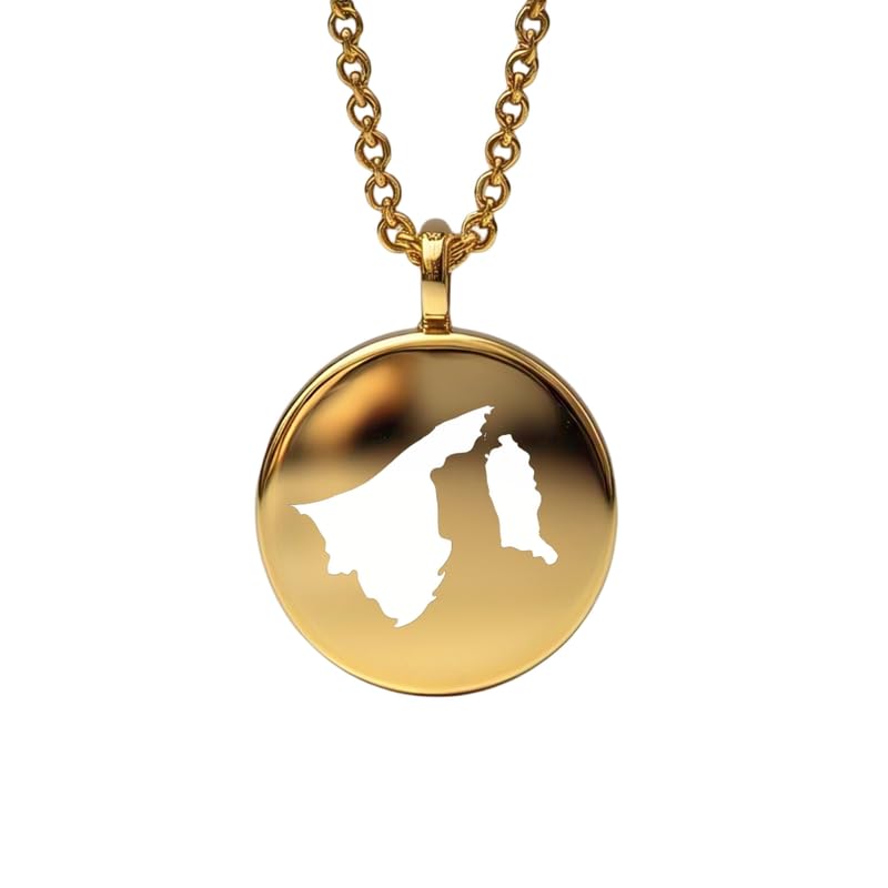 Pendentif carte du Brunei en argent sterling plaqué or 14 carats, forme ronde de 24 mm et épaisseur de 1,5 mm, breloque Terre, bijou de voyage délicat | Médaillon gravé Aventure | LKB_MAP_667