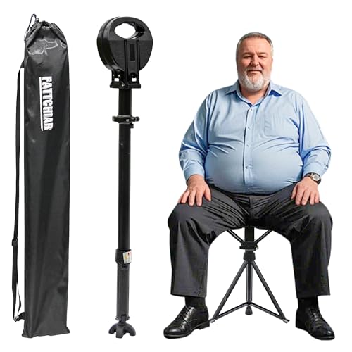 Image of Walking Cane with Seat, Cane Chair with Cushion Folding Lightweight Portable Seat for Adults Seniors Camping Hiking Travelling