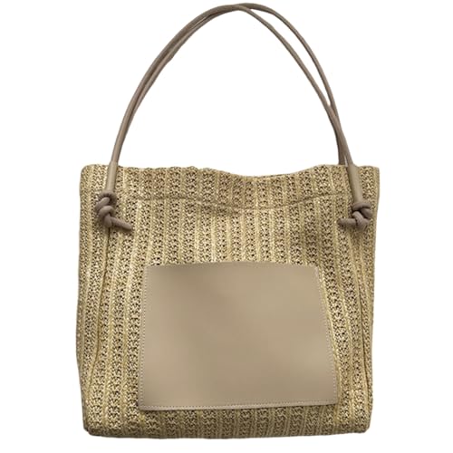 Sac en paille tissée pour femme | Grand fourre-tout de plage à bandoulière tendance