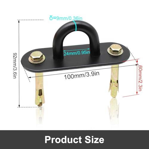 LERANXIN Augplatte Edelstahl, Befestigungshaken, mit Befestigungsschrauben und Expansionsrohr, Schwarz, Schwerlast Deckenhaken, zum Aufhängen Schwerer Gegenstände, Deckenmontage