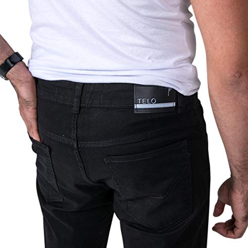 Kit com 3 Bermudas Masculinas Sarja Jeans Short Slim Lycra Brim - Preta, Jeans Claro e Jeans Escuro