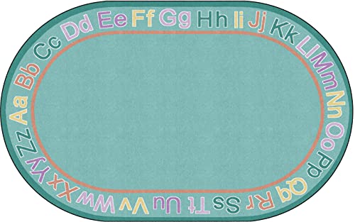 Flagship Carpets Know Your ABCs Educational Oval Area Rug for Home Learning or Classroom Mat, Kids Room or Playroom Carpet, 7'6