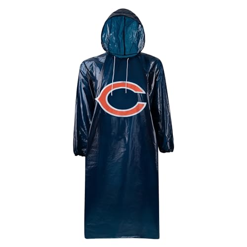 Image of NFL Waterproof Rain Poncho for Adults, Sporty, Elastic Sleeves and Drawstring Hood, Unisex Rain Coat