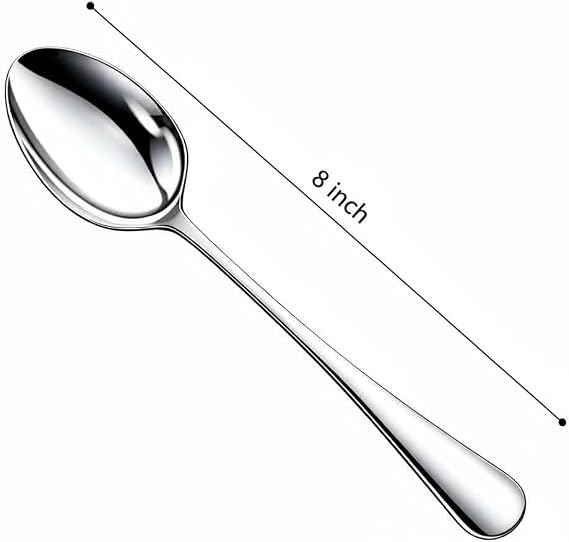 NICE KITCHEN 12 Pieces Heavy Duty Dinner Spoons Set, 8 Food-Grade Flatware Set,Mirror Polished, Ergonomic,Dishwasher Safe for Home, Kitchen, Restaurant