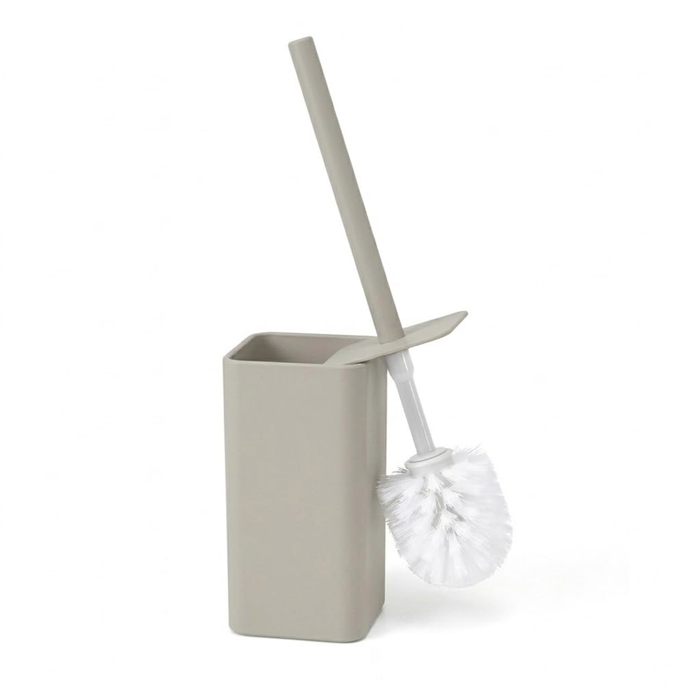 Set Accessori Bagno 4 Pezzi Beige E Cromo – Dispenser Sapone, Portaspazzolini, Portasapone E Porta scopino WC In Plastica – Linea Star