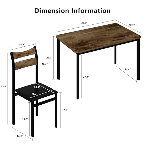 Recaceik Dining Table Set for 4, Kitchen Table Chairs Set of 4，Dining Room Wood Table Set with 5 Upholstered Pu Leather Chairs, Small Space Dining Table for Kitchen Dining Room - Thumbnail 5