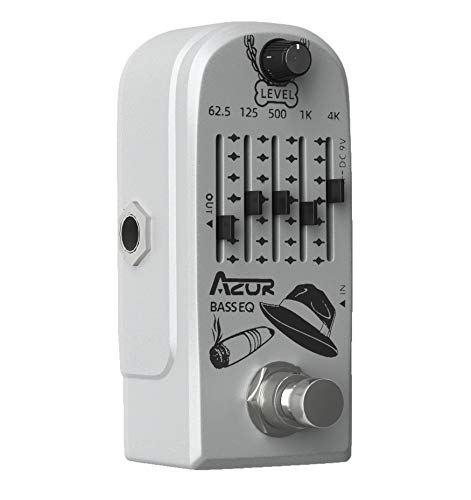 Azor 5 Band Bass Eq Effect Pedal With 10 Ft Cable Guitar Cable With Dual Mute Plug Ends #TOP4