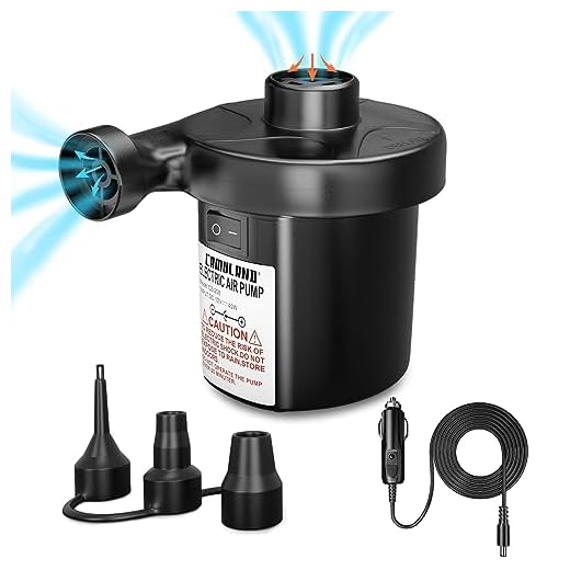 Electric Air Pump, CAMULAND Electric Air Pump for Inflatable with 3 Nozzles, ETL Certification 12V Quick-Fill Inflator Rechargeable Air Pump for Air Mattress, Air Bed, Blow-Up Pool Toy Swimming Ring
