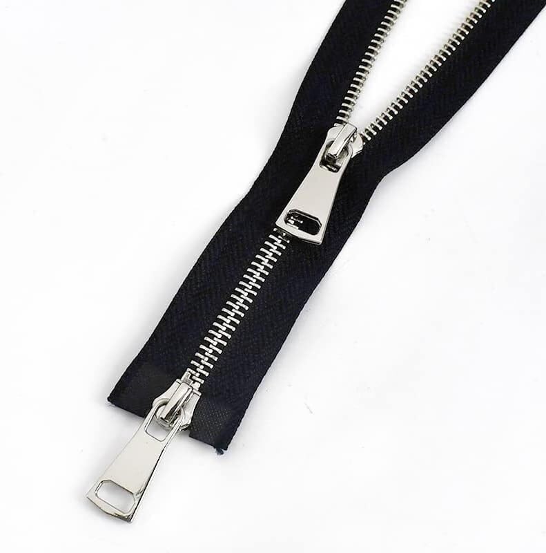 Ritsen, Nylon Rits, Rits Open Einde Enkele/Dubbele Sliders Lange Rits Kleding Jas Jas Rits Naaien Accessoires Zwaargewicht (Kleur: Zwart-Goud- Single, Maat: 100cm) (Kleur: Wit (Color : White Silver Do