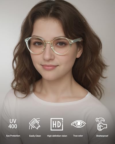 Image of ANRRI Retro Round Blue Light Blocking Glasses Women Men Computer Eyeglasses Anti Blue Light Glasses Anti Eyestrain for Gaming