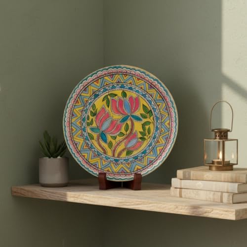 Image of RITUALISTIC Metal Lotus Single Wall Plate for Home Decoration with Stand of 10 Inch,Wall Art for Living Room, Bedrom & Office Decor| Aesthetic Room Decor Items,Wall Show Pieces |Home Decor Gift Items