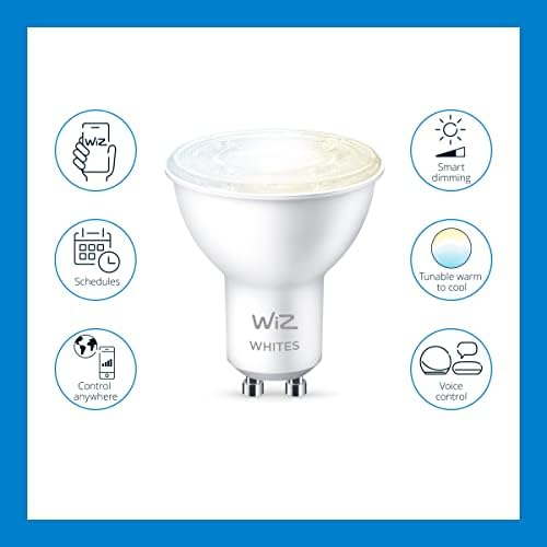 WiZ Tunable White [GU10 Spot] Smart Connected WiFi Light Bulb. 50W Warm to Cool White Light, App Control for Home Indoor Lighting, Livingroom, Bedroom.