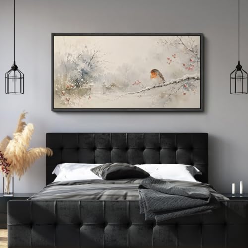 Image of MUDECOR Extra Large Framed Canvas Print Wall Art Robin Art for Living Room