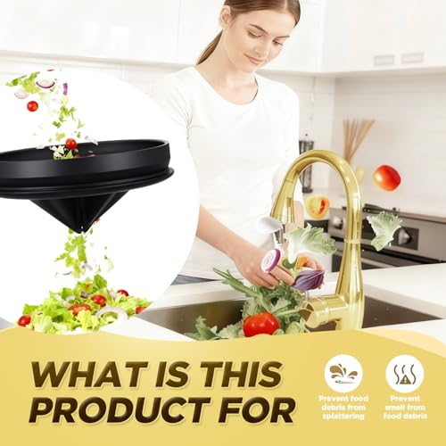 Image of 4 Pcs Light Gold Kitchen Sink Accessories Garbage Disposal Splash Guards 3.4'' Sink Drain Strainer and Stopper Stainless Steel Garbage Disposal Plug for Kitchen Drain Strainer