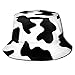 Cows Print Unisex Bucket Hat Reversible Fisherman Hat Plant Printed Solid Color Outdoor Sun Hat Packable Black